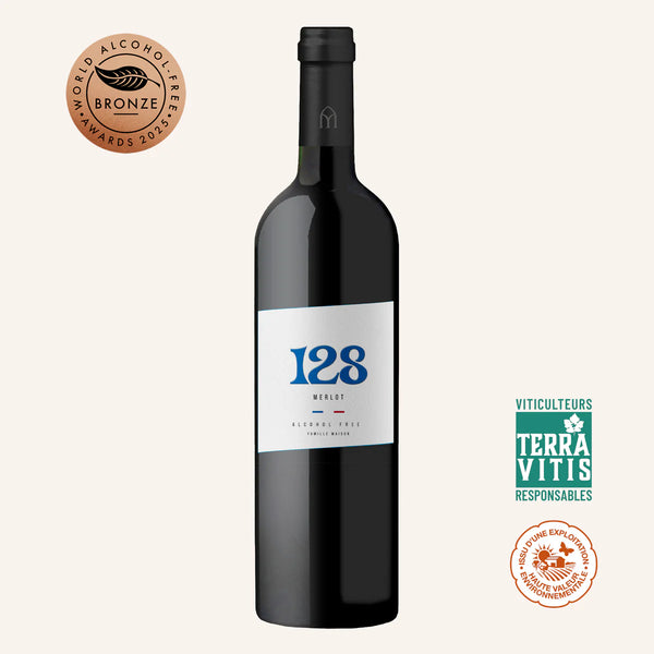 Vino tinto 128 Merlot sin alcohol 0,0%