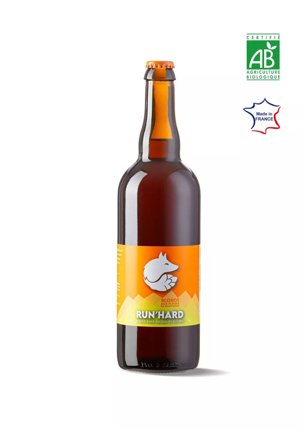 Cerveza RUBIA sin alcohol ni gluten 75cl - RUN'HARD
