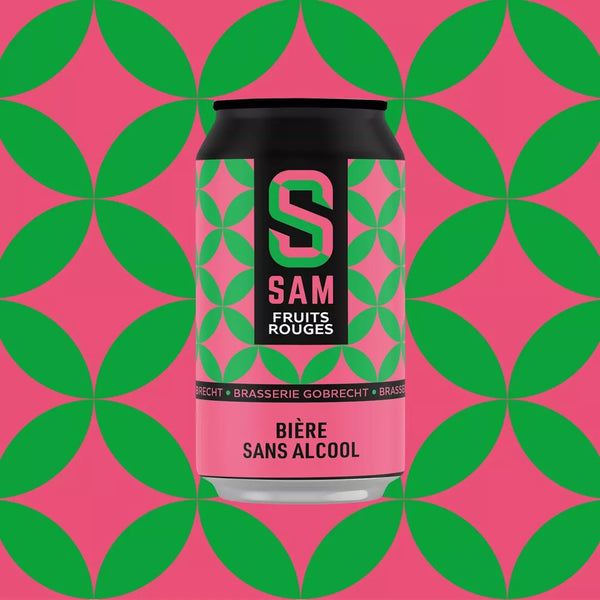 Cerveza SAM frutos rojos sin alcohol 0,5% - Lata 33 cl
