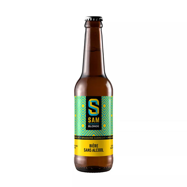 Cerveza rubia SAM sin alcohol 0,5% - botella 33 cl