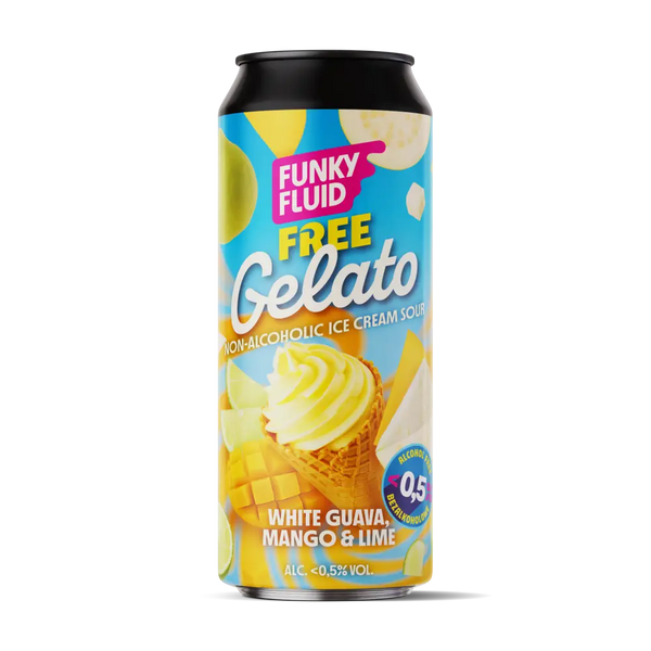 Funky Fluid Free Gelato Cerveza blanca de guayaba, mango y lima sin alcohol 0,5%